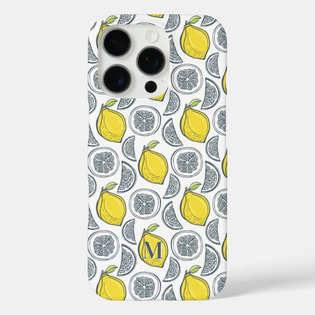 Lemon Pattern kundenspezifische Monogramm Telefong Case-Mate iPhone Hülle (Rückseite)