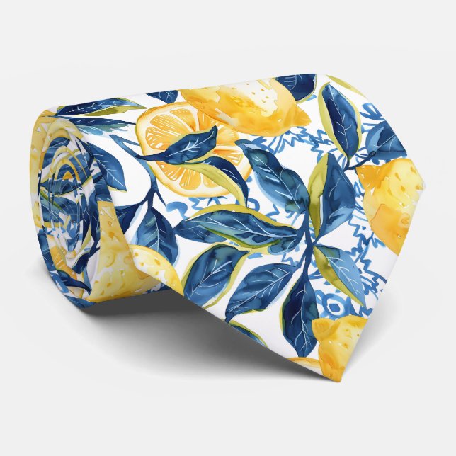 Lemon Pattern Men's Necktie  Krawatte (Gerollt)
