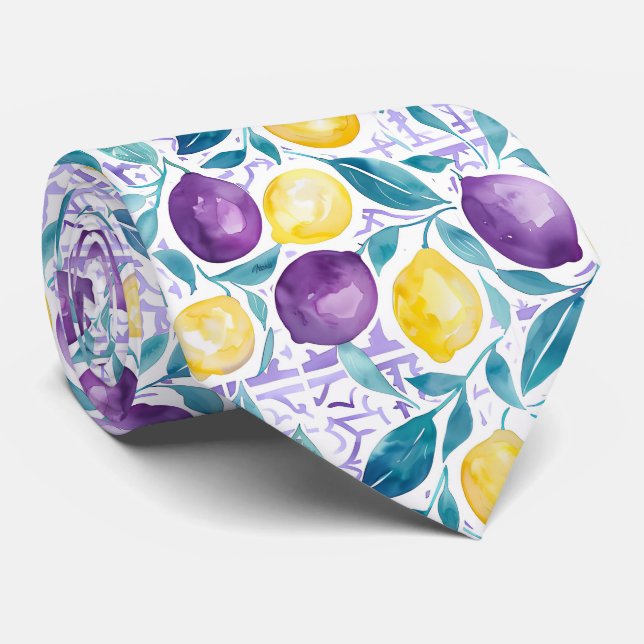 Lemon Pattern Men's Necktie  Krawatte (Gerollt)