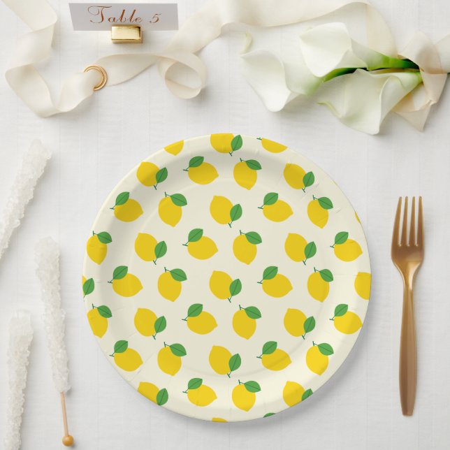 Lemon Pattern Pappteller (Hochzeit)