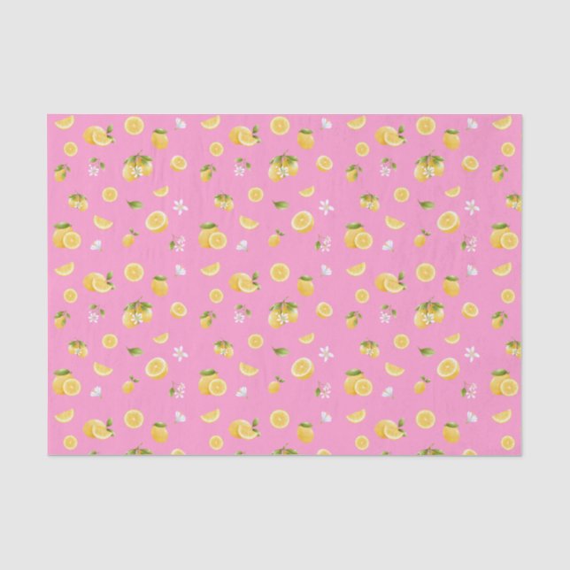 Lemon Pattern Pink Seidenpapier (Vorderseite)