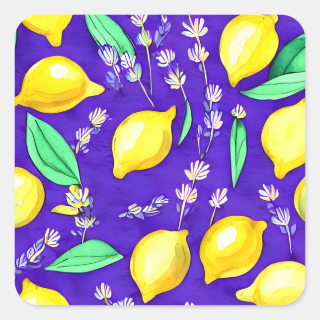 Lemon Pattern Quadratischer Aufkleber (Vorderseite)