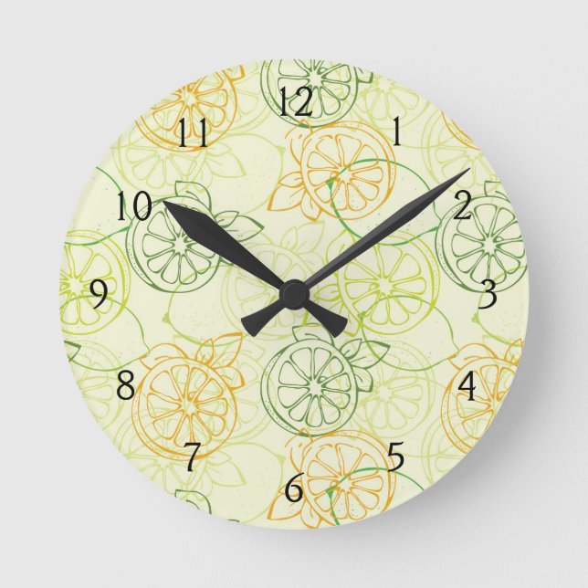 Lemon Pattern Runde Wanduhr (Vorderseite)