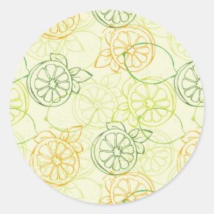 Lemon Pattern Runder Aufkleber
