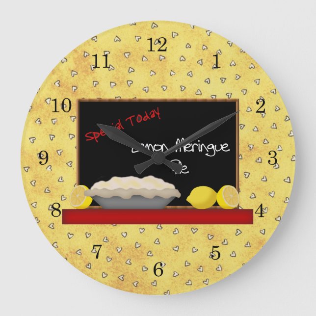 Lemon Pie Diner Wall Clock Große Wanduhr (Vorderseite)