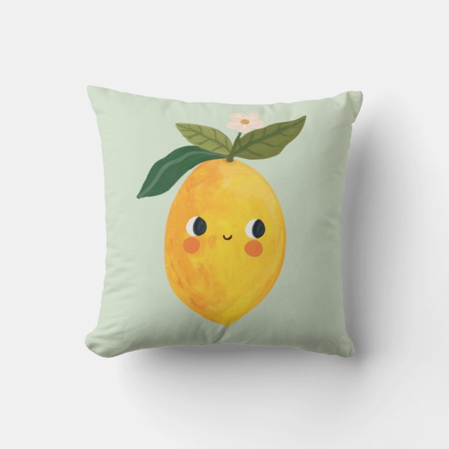 Lemon Pillow - Niedliches Fruit Kinderzimmer & Kid Kissen (Vorderseite)