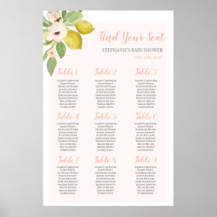 Lemon pink Baby Shower Girl Seekarte Poster