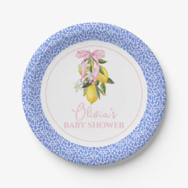 Lemon Pink Bow La Dolce Vita Baby Dusche Pappteller