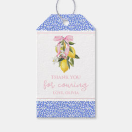 Lemon Pink Bow Preppy Baby Dusche Geschenkanhänger