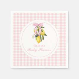 Lemon Pink Bow Preppy Coquette Babydusche Serviette