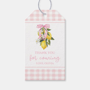 Lemon Pink Bow vornehme Babyparty Geschenkanhänger