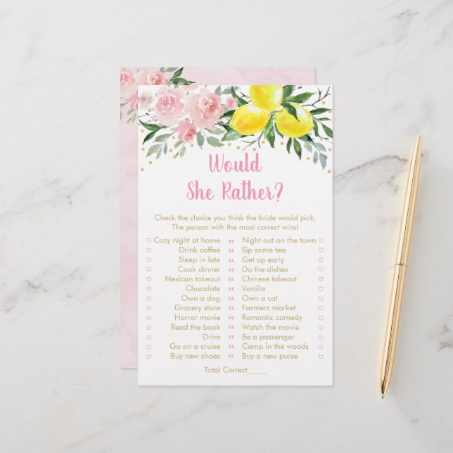 Lemon Pink Floral würde sie eher Bridal Spiel (Vorderseite/Rückseite Beispiel)