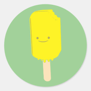 Lemon Popsicle Cartoon Zeichnend Runder Aufkleber