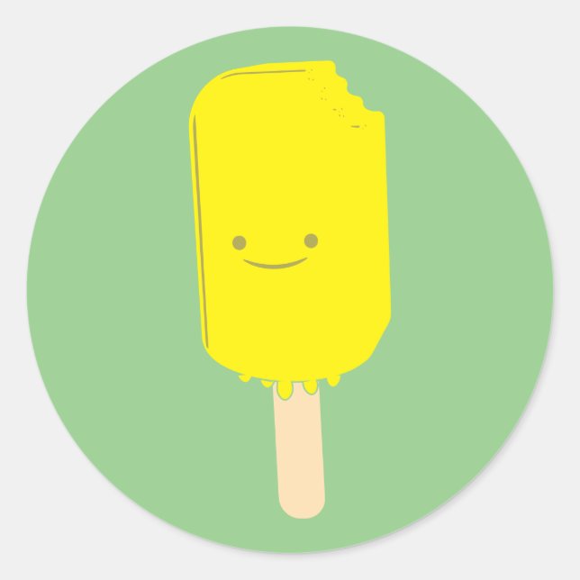 Lemon Popsicle Cartoon Zeichnend Runder Aufkleber (Vorderseite)