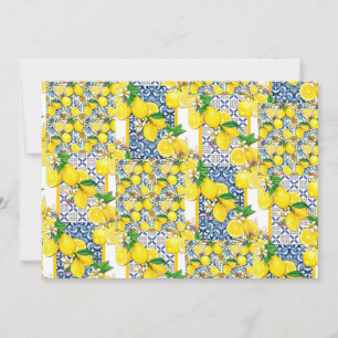 Lemon Portugiesisch Azulejo Mittelmeer Santorini Einladung