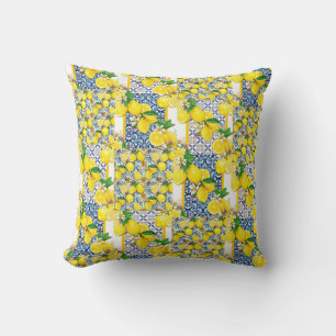 Lemon Portugiesisch Azulejo Mittelmeer Santorini Kissen
