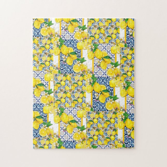 Lemon Portugiesisch Azulejo Mittelmeer Santorini Puzzle (Vertikal)