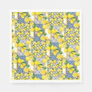 Lemon Portugiesisch Azulejo Mittelmeer Santorini Serviette