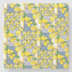 Lemon Portugiesisch Azulejo Mittelmeer Santorini Steinuntersetzer