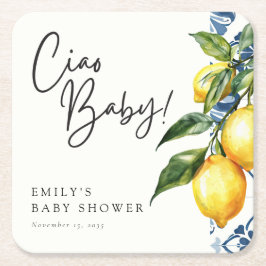 Lemon Positano Italienische Babydusche Rechteckiger Pappuntersetzer