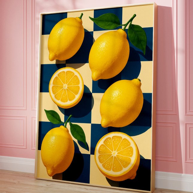 Lemon Poster Art, lebhafte Retro Küche Wanddekorat (Lemon art)
