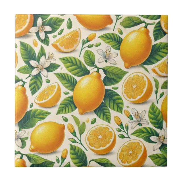 Lemon Print Keramik Tile Fliese (Vorderseite)