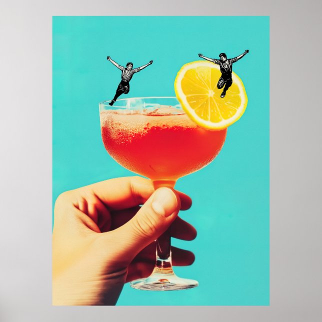 Lemon Print Leap | Cocktail Art | Fun Art Poster (Vorne)