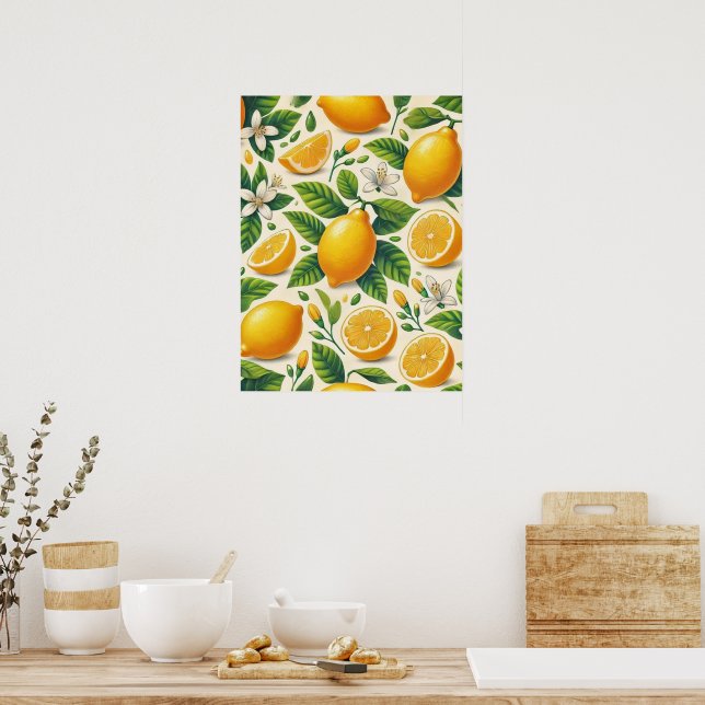 Lemon Print Wall Art Poster (Küche)