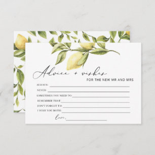 Lemon Ratschläge und Wünsche Brautparty-Game-Karte Begleitkarte