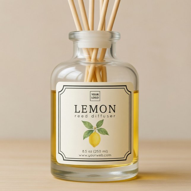 Lemon Reed Diffuser Label Quadratischer Aufkleber (Von Creator hochgeladen)