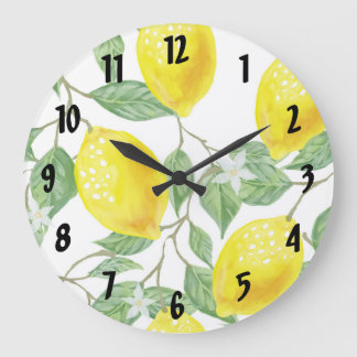 Lemon Round Kiteschuhr Große Wanduhr