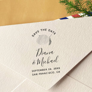 Lemon SAVE THE DATE Calligraphy Permastempel