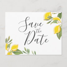 Lemon Save the Date Postcard Elegante Summer Boho