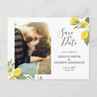 Lemon Save the Date Postcard Elegante Summer Boho