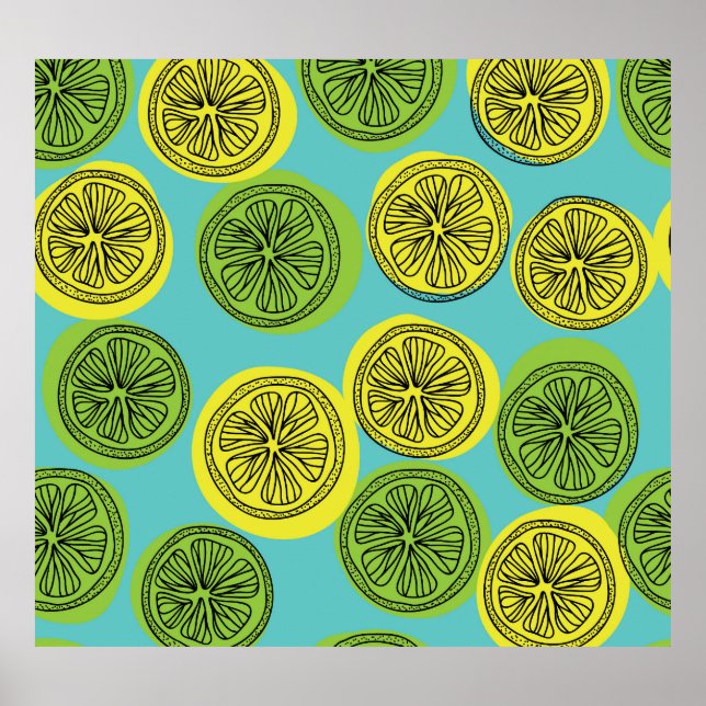 Lemon schneidet Vintage Illustration. Poster (Vorne)