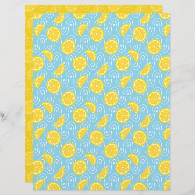 Lemon Scrapbook Paper (Vorne/Hinten)