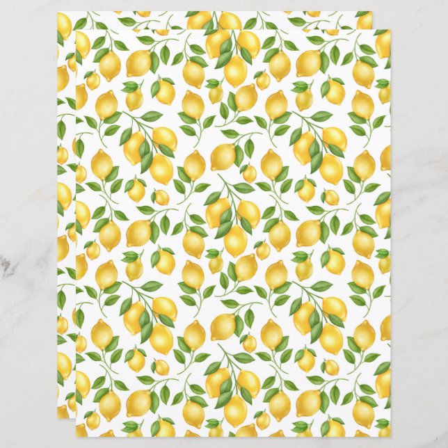 Lemon Scrapbook Paper (Vorne/Hinten)