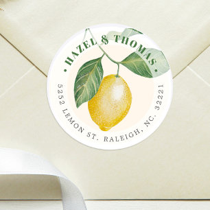 Lemon Season Wedding   Anschrift Runder Aufkleber