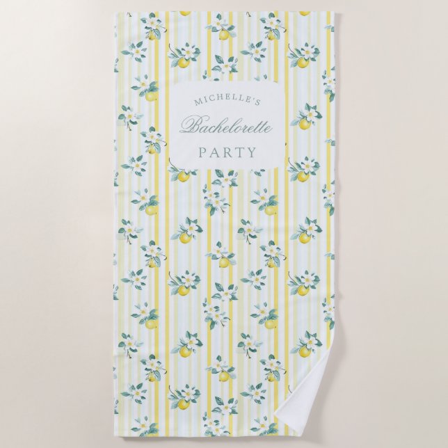Lemon Shabby Chic Vintage Florale Brautparty Strandtuch (Vorderseite)