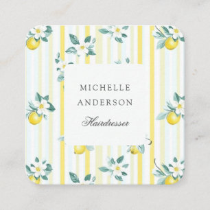 Lemon Shabby Chic Vintage Florales Brautbad Quadratische Visitenkarte