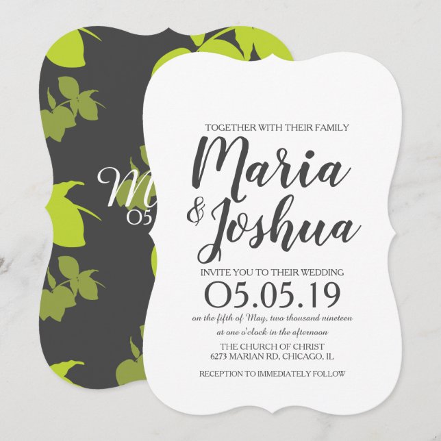 Lemon Shadow Citrus Wedding Limon Einladung (Vorne/Hinten)