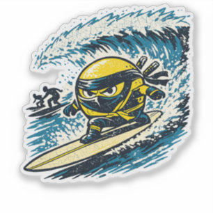 Lemon Shinobi Surf-Rennen — Vintage-Sommer-Ninja  Aufkleber
