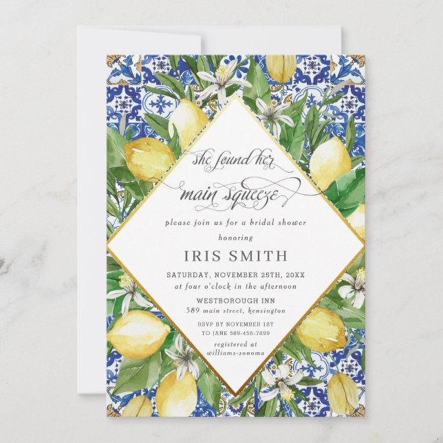 Lemon sie fand ihr Haupt-Squeeze-Brautparty Einladung (Vorderseite)