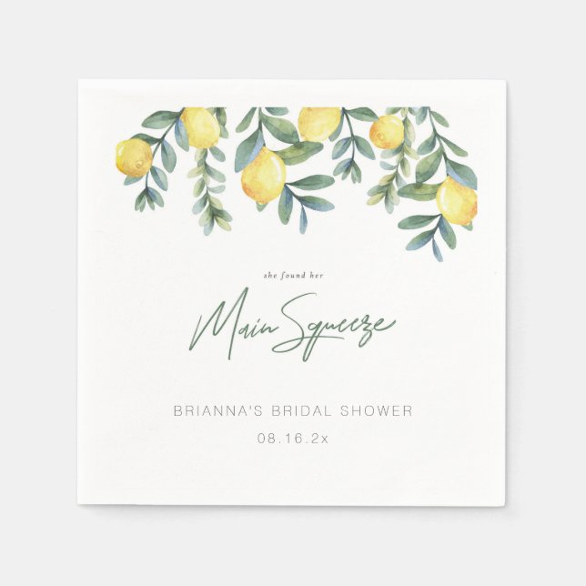 Lemon sie fand ihr Haupt-Squeeze-Brautparty Serviette (Vorderseite)
