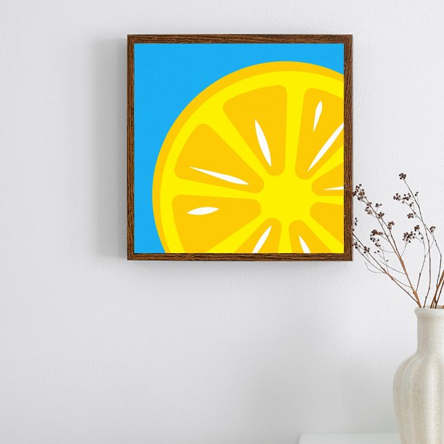 Lemon Simple Yellow Blue Modern Fruit Illustration Poster (Von Creator hochgeladen)