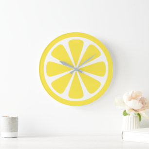 Lemon Slice Bright Yellow Kitchlock Große Wanduhr