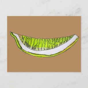 Lemon Slice Frucht Aquarellbild Postkarte