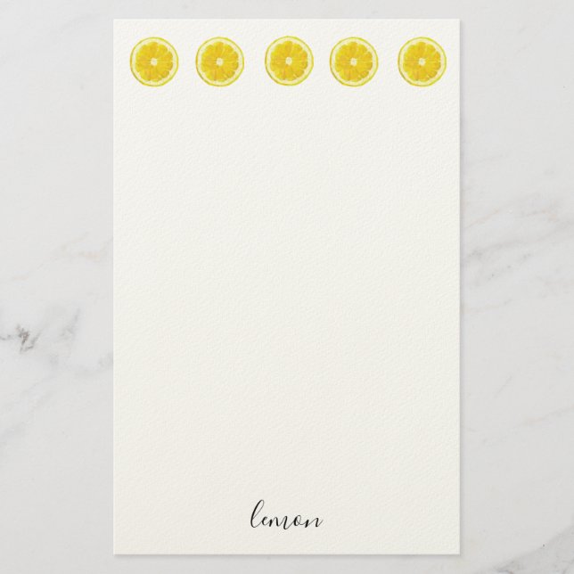 Lemon Slice gelb Fruchtmuster Briefpapier (Vorderseite)