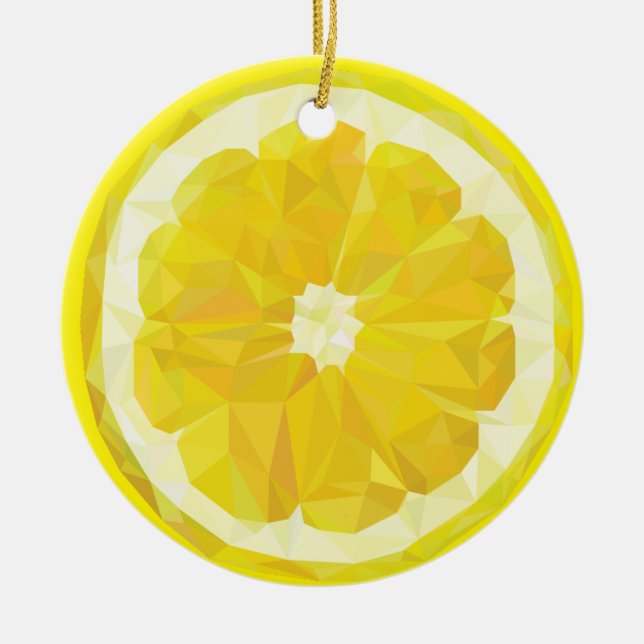 Lemon Slice Geometric Design Fruit  Keramik Ornament (Vorne)