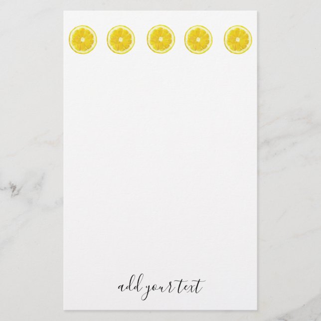 Lemon Slice Geometric Yellow fruit Briefpapier (Vorderseite)